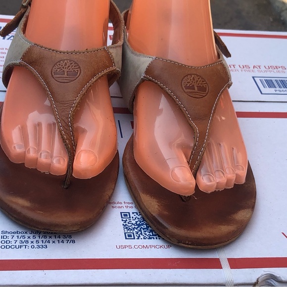 Timberland Earthkeepers Women’s Brown Leather Ankle Strap Thong Sandals Size 8M - Picture 2 of 13
